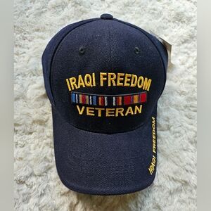 Military Iraqi Freedom Veteran Ball Cap, Hat, Camo, Embroidered, Adjustable, NWT